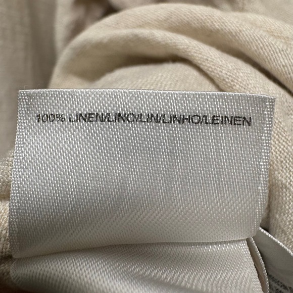 Jones New York 100% Linen Button Up Shirt Womens L Beige Asymmetric Lagenlook - Picture 5 of 10